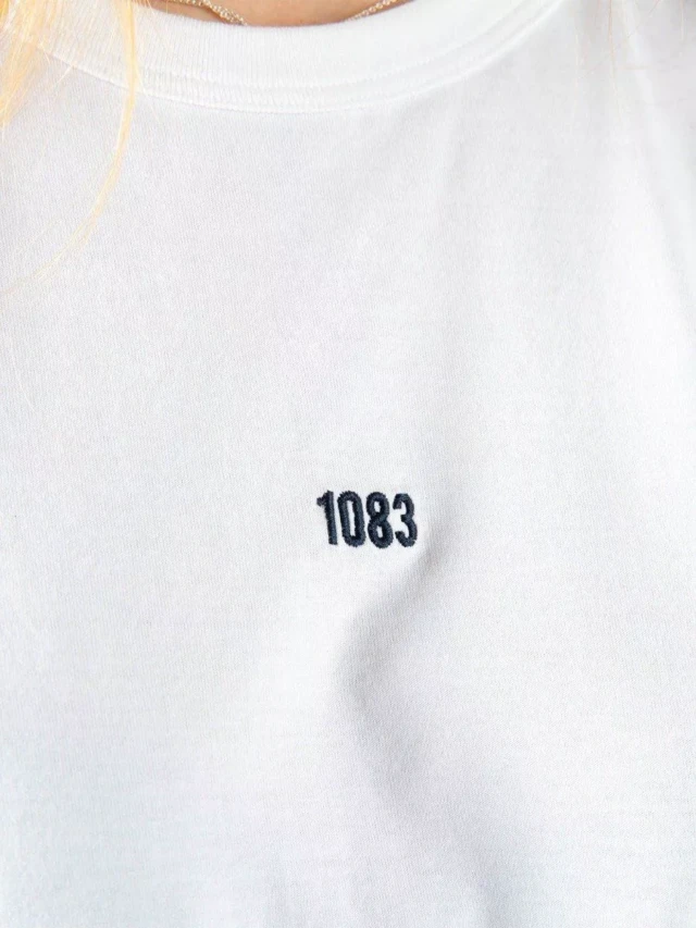 1083 - T-SHIRT BRODERIE 404 DROIT coton bio blanc Femme