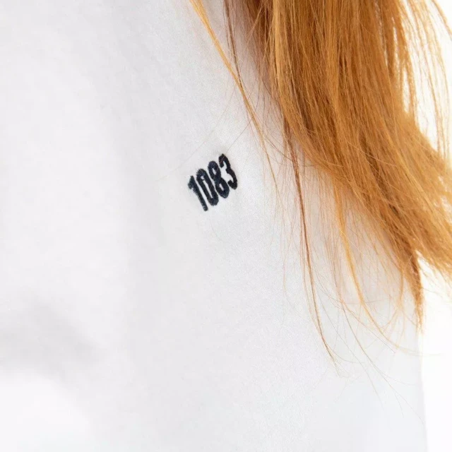 1083 - T-SHIRT BRODERIE 404 DROIT coton bio blanc Femme