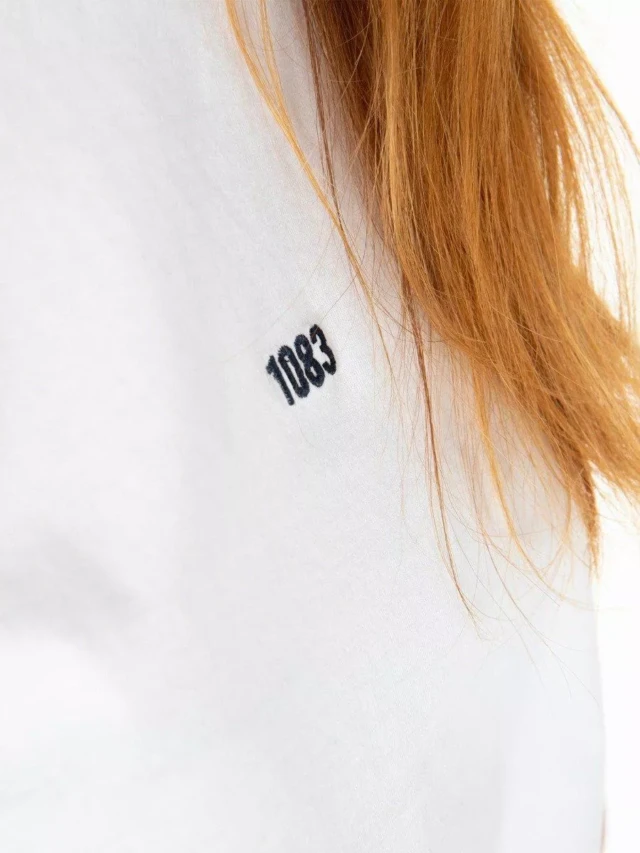 1083 - T-SHIRT BRODERIE 404 DROIT coton bio blanc Femme