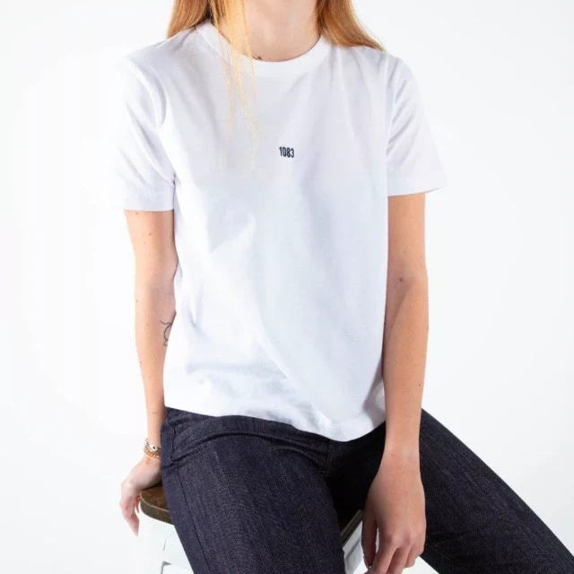 1083 - T-SHIRT BRODERIE 404 DROIT coton bio blanc Femme
