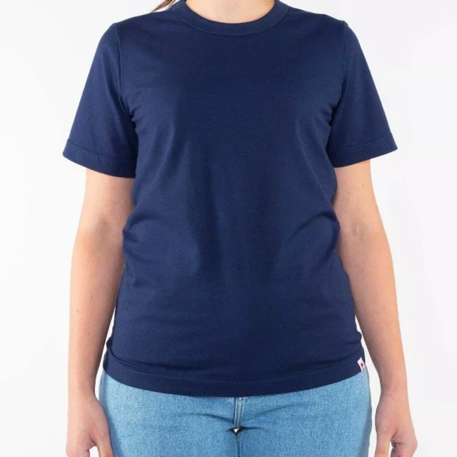 1083 - T-SHIRT DROIT 404 UNI coton bio bleu marine Femme