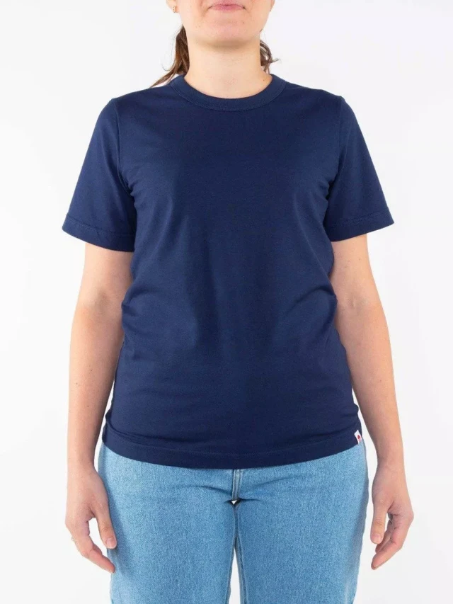1083 - T-SHIRT DROIT 404 UNI coton bio bleu marine Femme