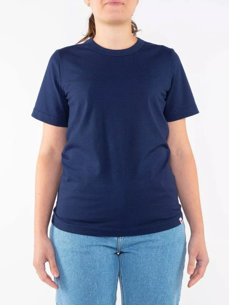 1083 - T-SHIRT DROIT 404 UNI coton bio bleu marine Femme