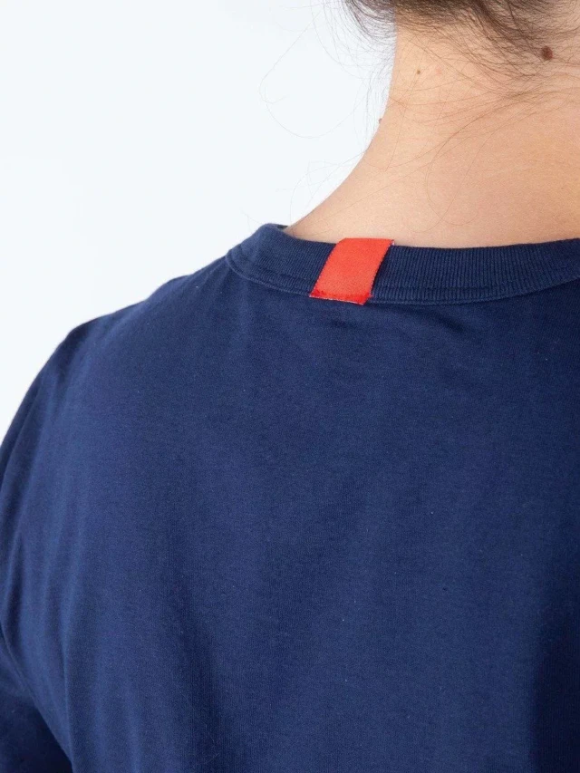 1083 - T-SHIRT DROIT 404 UNI coton bio bleu marine Femme