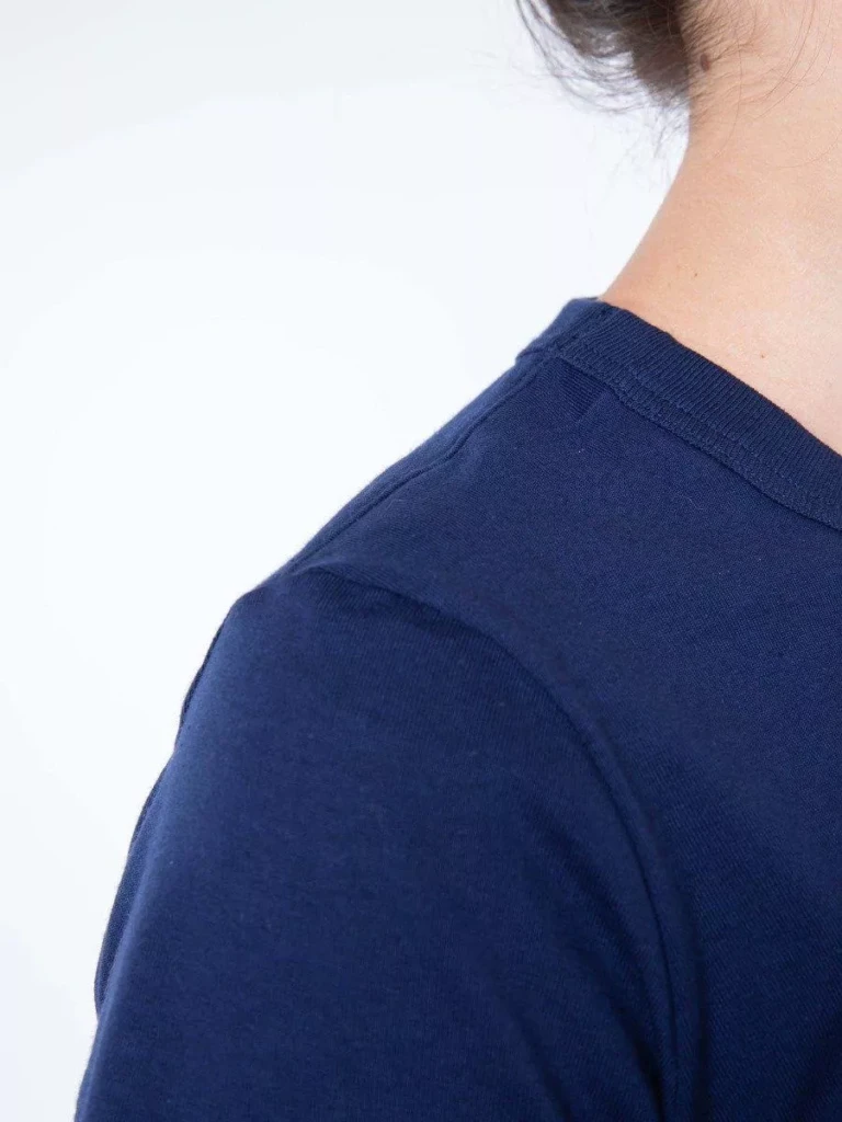 1083 - T-SHIRT DROIT 404 UNI coton bio bleu marine Femme