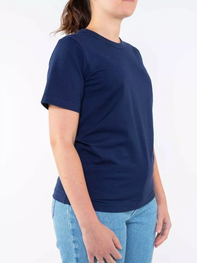 1083 - T-SHIRT DROIT 404 UNI coton bio bleu marine Femme