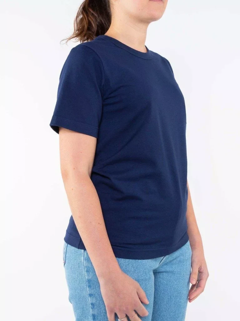 1083 - T-SHIRT DROIT 404 UNI coton bio bleu marine Femme