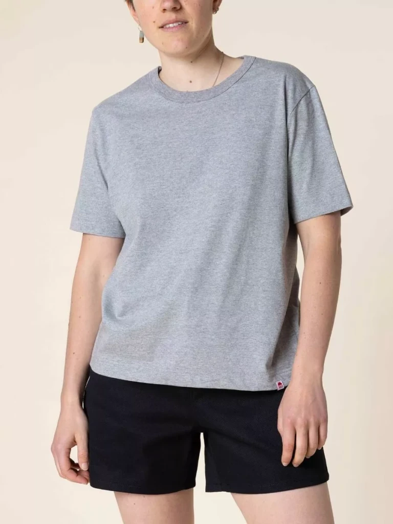 1083 - T-SHIRT DROIT 404 UNI coton bio gris chine Femme