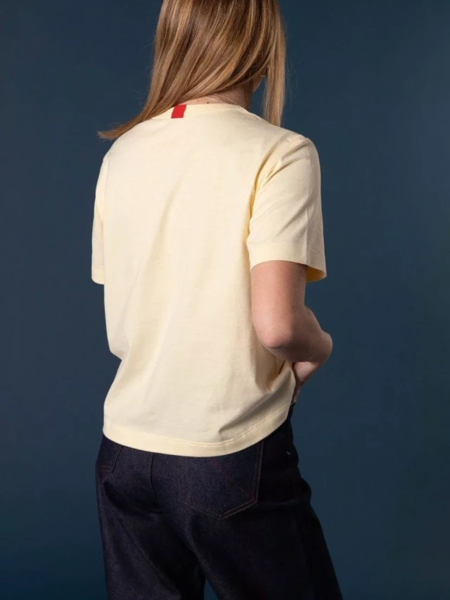 1083 - T-SHIRT DROIT 404 UNI coton bio jaune pastel Femme
