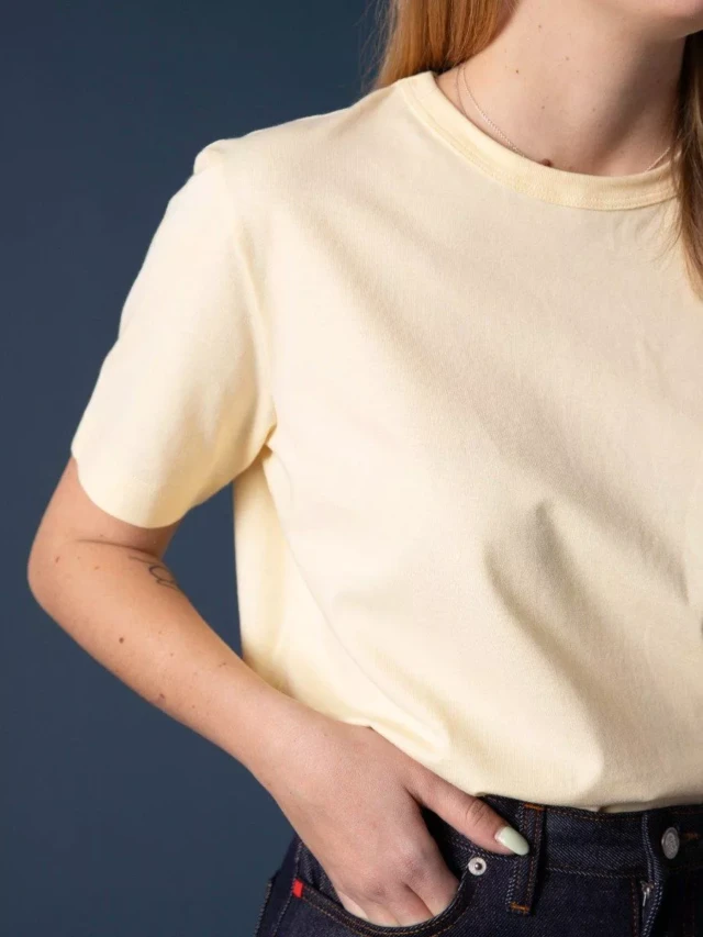 1083 - T-SHIRT DROIT 404 UNI coton bio jaune pastel Femme