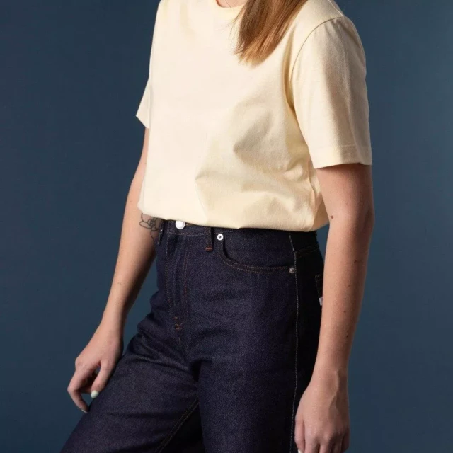 1083 - T-SHIRT DROIT 404 UNI coton bio jaune pastel Femme