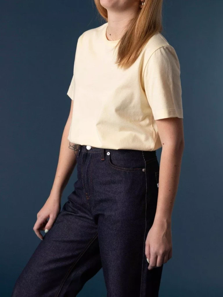 1083 - T-SHIRT DROIT 404 UNI coton bio jaune pastel Femme