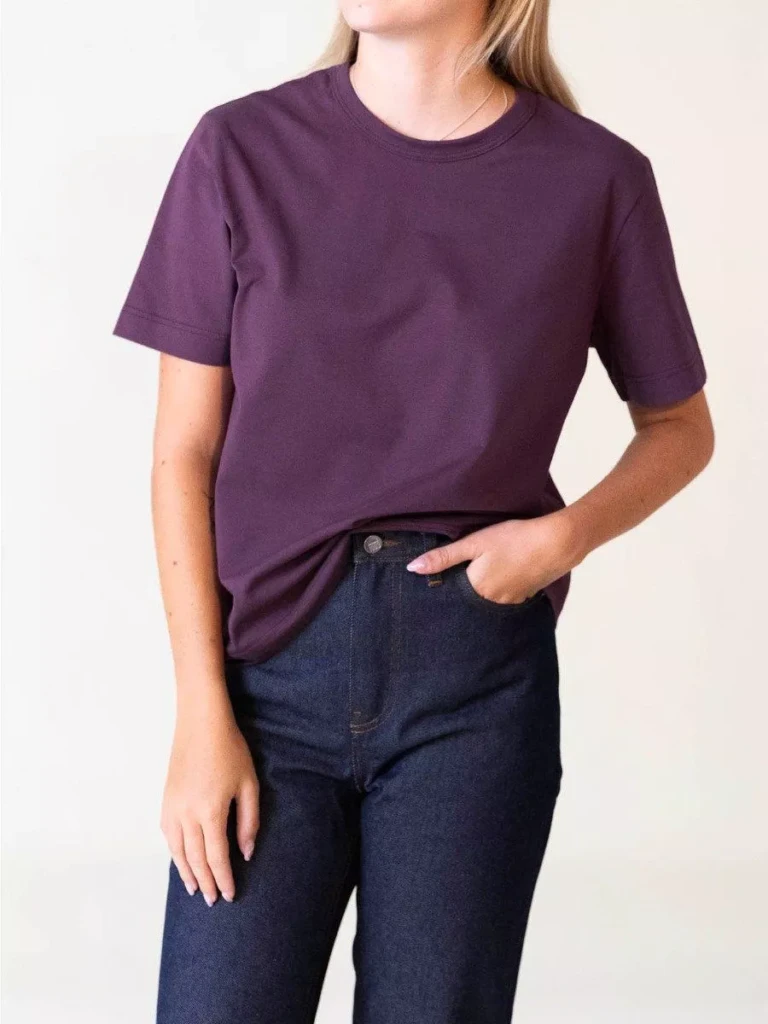 1083 - T-SHIRT DROIT 404 UNI coton bio prune Femme