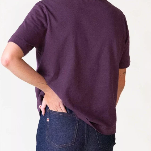 1083 - T-SHIRT DROIT 404 UNI coton bio prune Femme