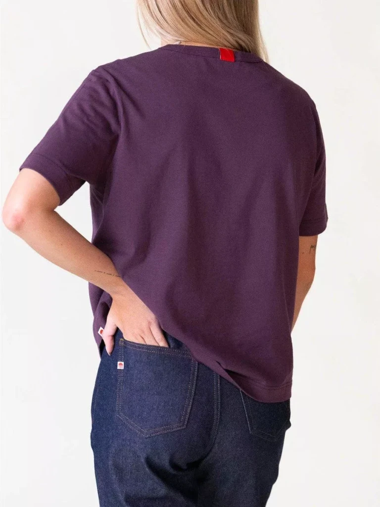 1083 - T-SHIRT DROIT 404 UNI coton bio prune Femme