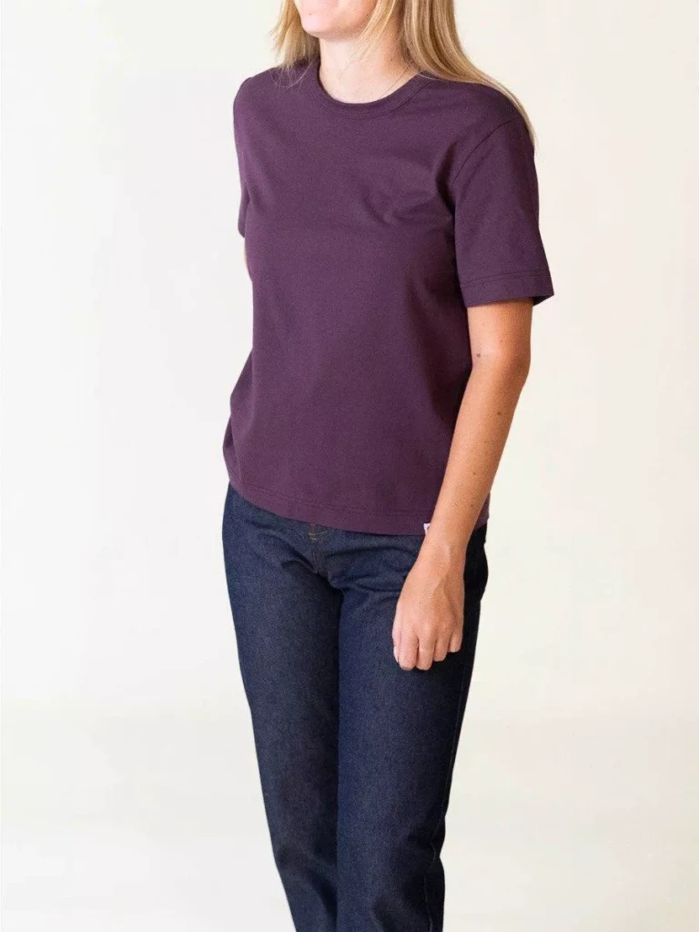 1083 - T-SHIRT DROIT 404 UNI coton bio prune Femme