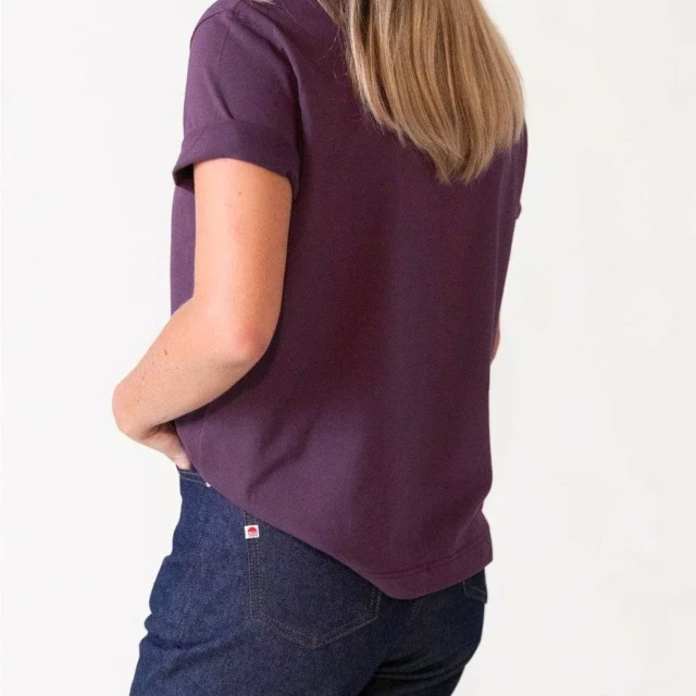 1083 - T-SHIRT DROIT 404 UNI coton bio prune Femme