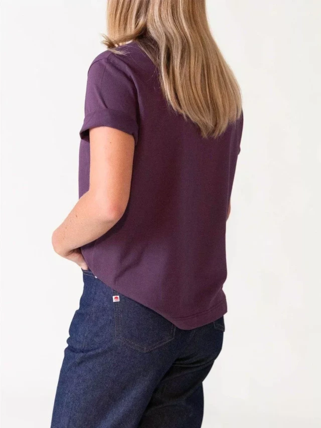 1083 - T-SHIRT DROIT 404 UNI coton bio prune Femme