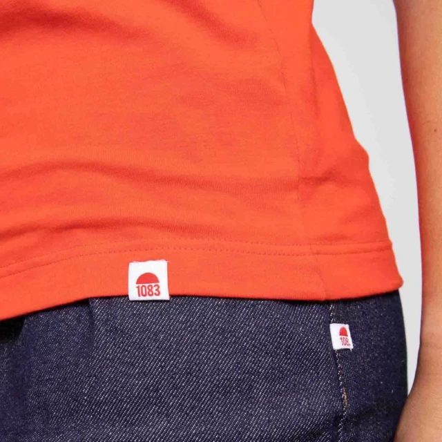 1083 - T-SHIRT DROIT 404 UNI coton bio vermillon Femme