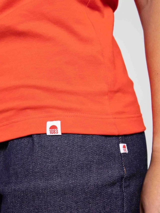 1083 - T-SHIRT DROIT 404 UNI coton bio vermillon Femme