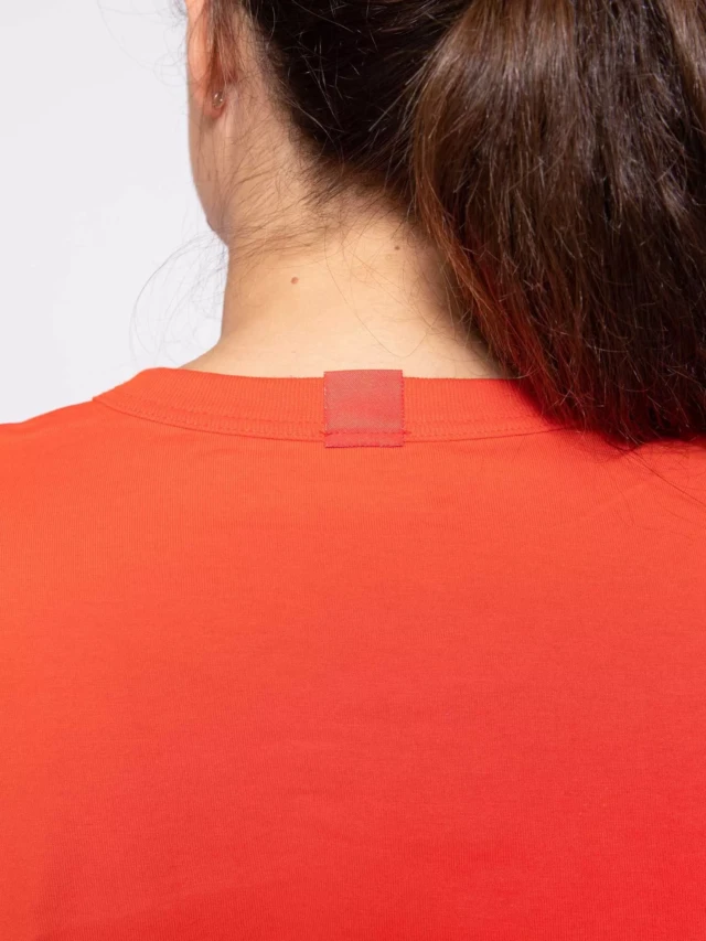 1083 - T-SHIRT DROIT 404 UNI coton bio vermillon Femme