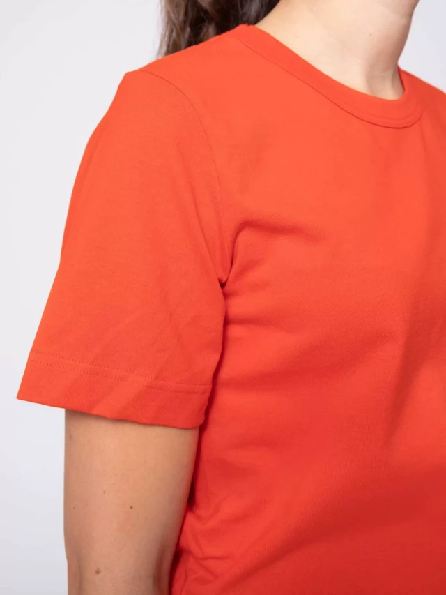 1083 - T-SHIRT DROIT 404 UNI coton bio vermillon Femme