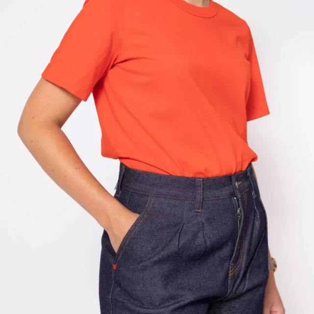 1083 - T-SHIRT DROIT 404 UNI coton bio vermillon Femme