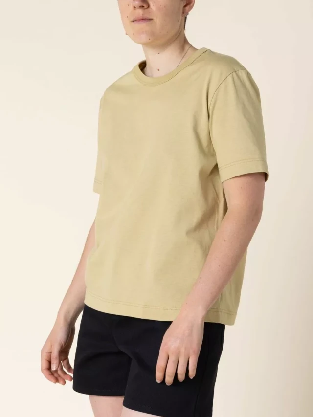 1083 - T-SHIRT DROIT 404 UNI coton bio vert chartreuse Femme