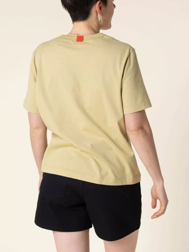 1083 - T-SHIRT DROIT 404 UNI coton bio vert chartreuse Femme