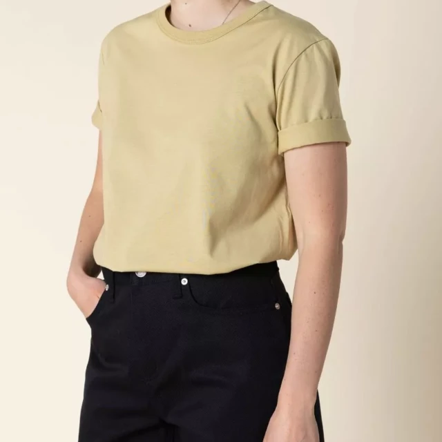 1083 - T-SHIRT DROIT 404 UNI coton bio vert chartreuse Femme