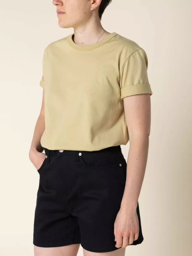 1083 - T-SHIRT DROIT 404 UNI coton bio vert chartreuse Femme