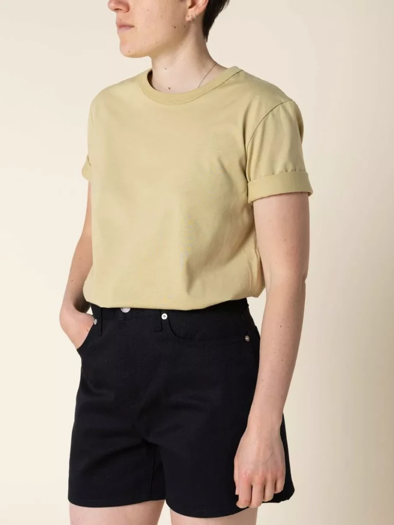 1083 - T-SHIRT DROIT 404 UNI coton bio vert chartreuse Femme