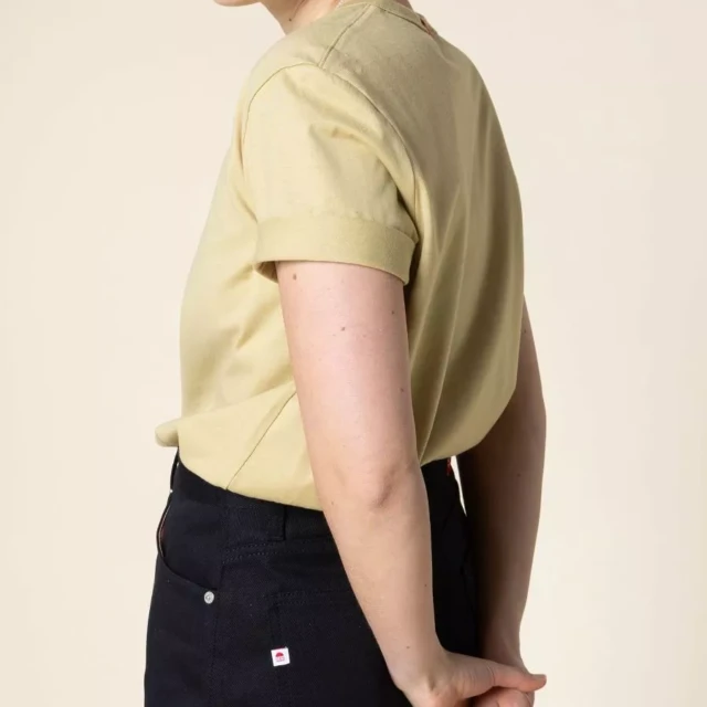 1083 - T-SHIRT DROIT 404 UNI coton bio vert chartreuse Femme