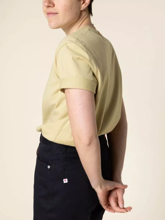 1083 - T-SHIRT DROIT 404 UNI coton bio vert chartreuse Femme