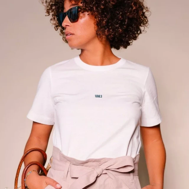 1083 - T-SHIRT BRODERIE 404 DROIT coton bio blanc Femme