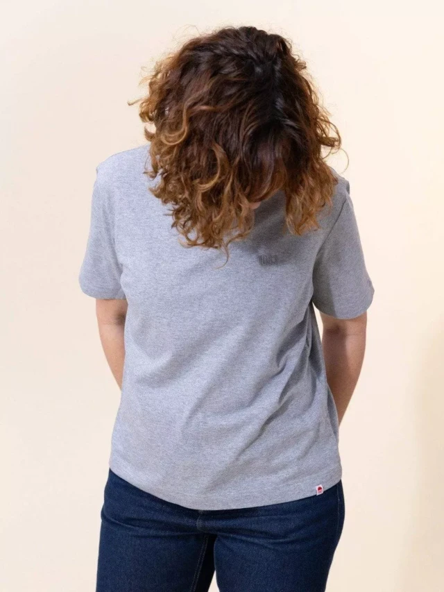 1083 - T-SHIRT DROIT BRODE 404 coton bio gris chiné Femme