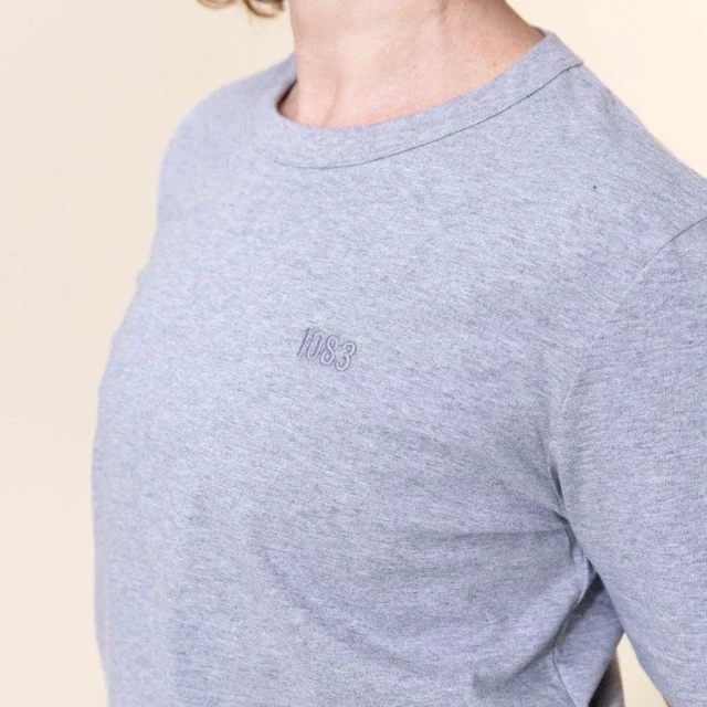 1083 - T-SHIRT DROIT BRODE 404 coton bio gris chiné Femme