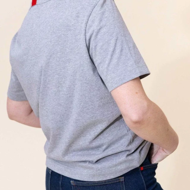 1083 - T-SHIRT DROIT BRODE 404 coton bio gris chiné Femme