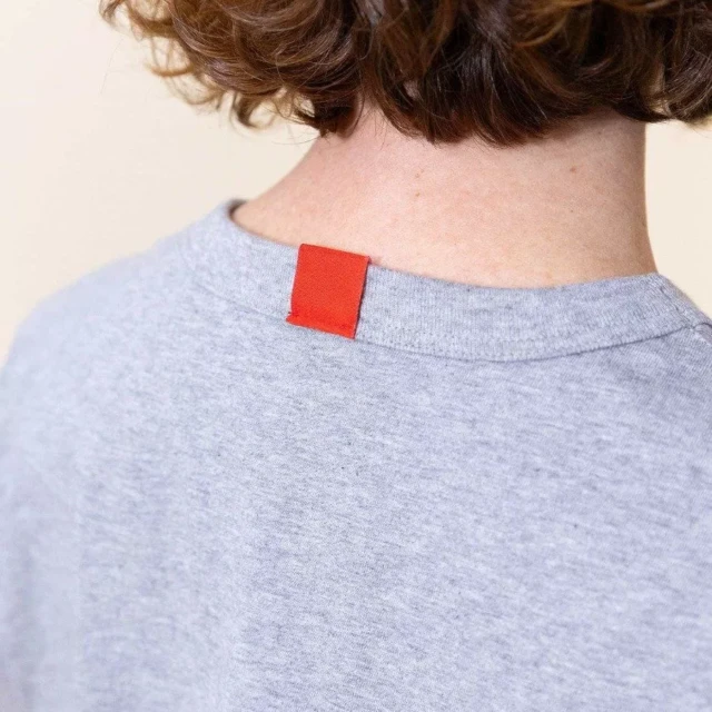 1083 - T-SHIRT DROIT BRODE 404 coton bio gris chiné Femme