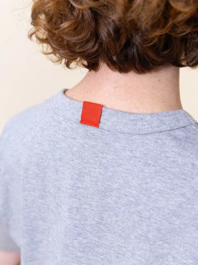 1083 - T-SHIRT DROIT BRODE 404 coton bio gris chiné Femme