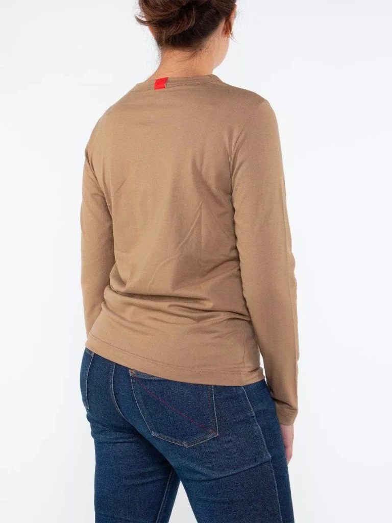 1083 - T-SHIRT MANCHES LONGUES DROIT 405 UNI coton bio moka Femme