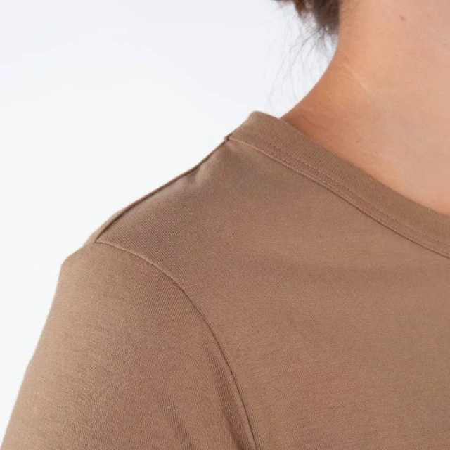 1083 - T-SHIRT MANCHES LONGUES DROIT 405 UNI coton bio moka Femme