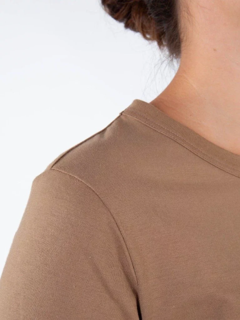 1083 - T-SHIRT MANCHES LONGUES DROIT 405 UNI coton bio moka Femme