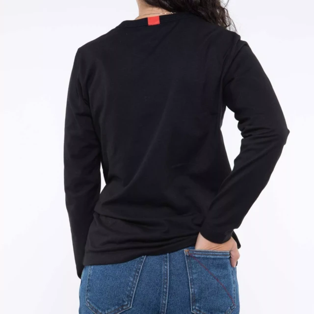 1083 - T-SHIRT MANCHES LONGUES DROIT 405 UNI coton bio noir Femme