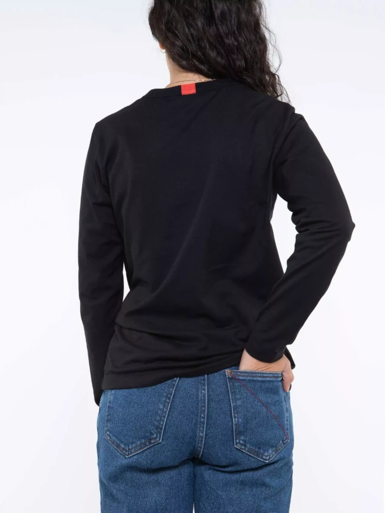 1083 - T-SHIRT MANCHES LONGUES DROIT 405 UNI coton bio noir Femme