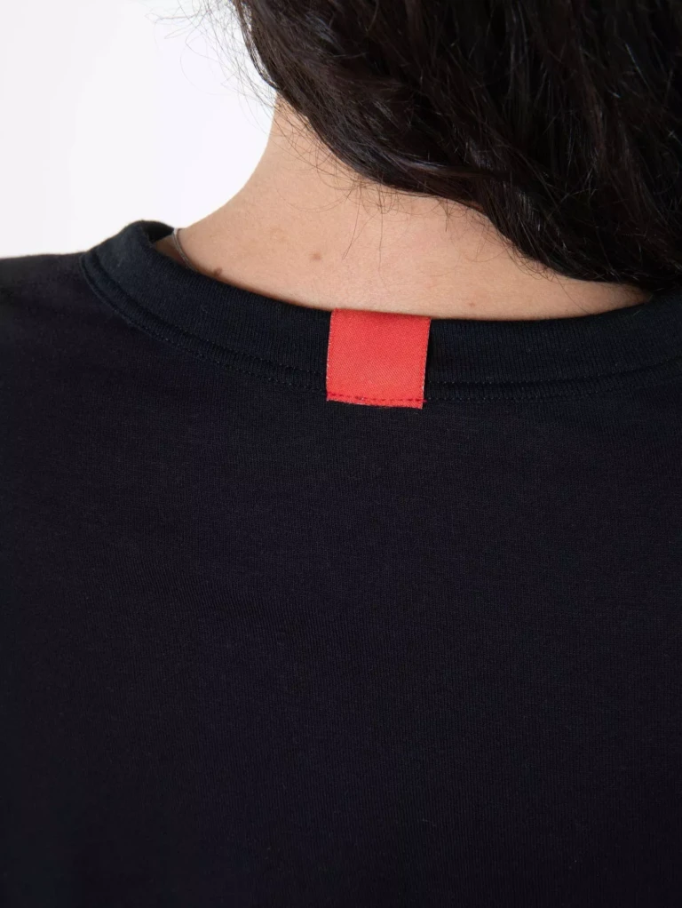 1083 - T-SHIRT MANCHES LONGUES DROIT 405 UNI coton bio noir Femme