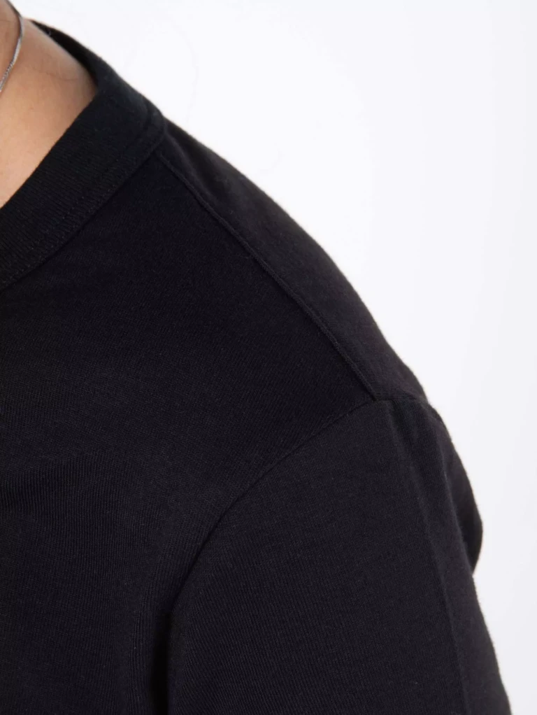 1083 - T-SHIRT MANCHES LONGUES DROIT 405 UNI coton bio noir Femme