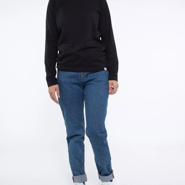1083 - T-SHIRT MANCHES LONGUES DROIT 405 UNI coton bio noir Femme