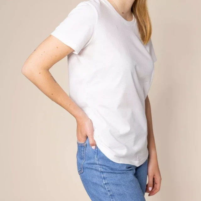 1083 - T-SHIRT AJUSTE 406 UNI coton bio blanc Femme