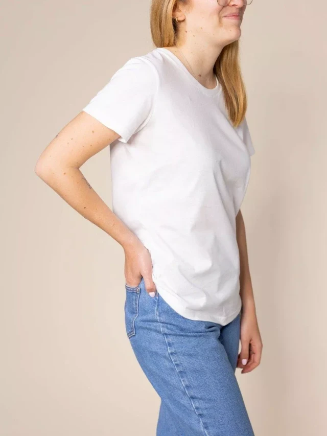 1083 - T-SHIRT AJUSTE 406 UNI coton bio blanc Femme
